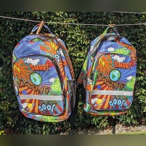 Kids Backpack Be Smart Strong Cool Set Of 2 Multi Colored Planets Design Pre-own